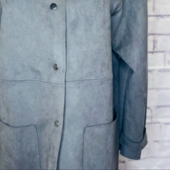 Magashoni Grey Faux Leather button coat - Picture 5 of 14